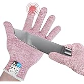 GOL-SIV A5 Cut Resistant Gloves, Safety Work,Kitchen Cutting Gloves,Oyster Shucking,Wood Carving, Meat Cutting, Fish Handling (Pink, XL)