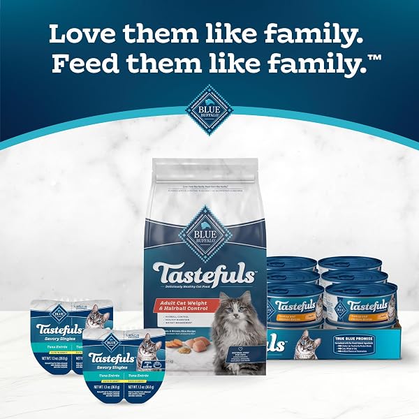 BLUE BUFFALO TASTEFULS ADULT DRY CAT FOOD FOR WEIGHT MANAGEMENT & HAIRBALL CONTROL, MADE IN THE USA WITH NATURAL INGREDIENTS, CHICKEN RECIPE, 7-LB BAG