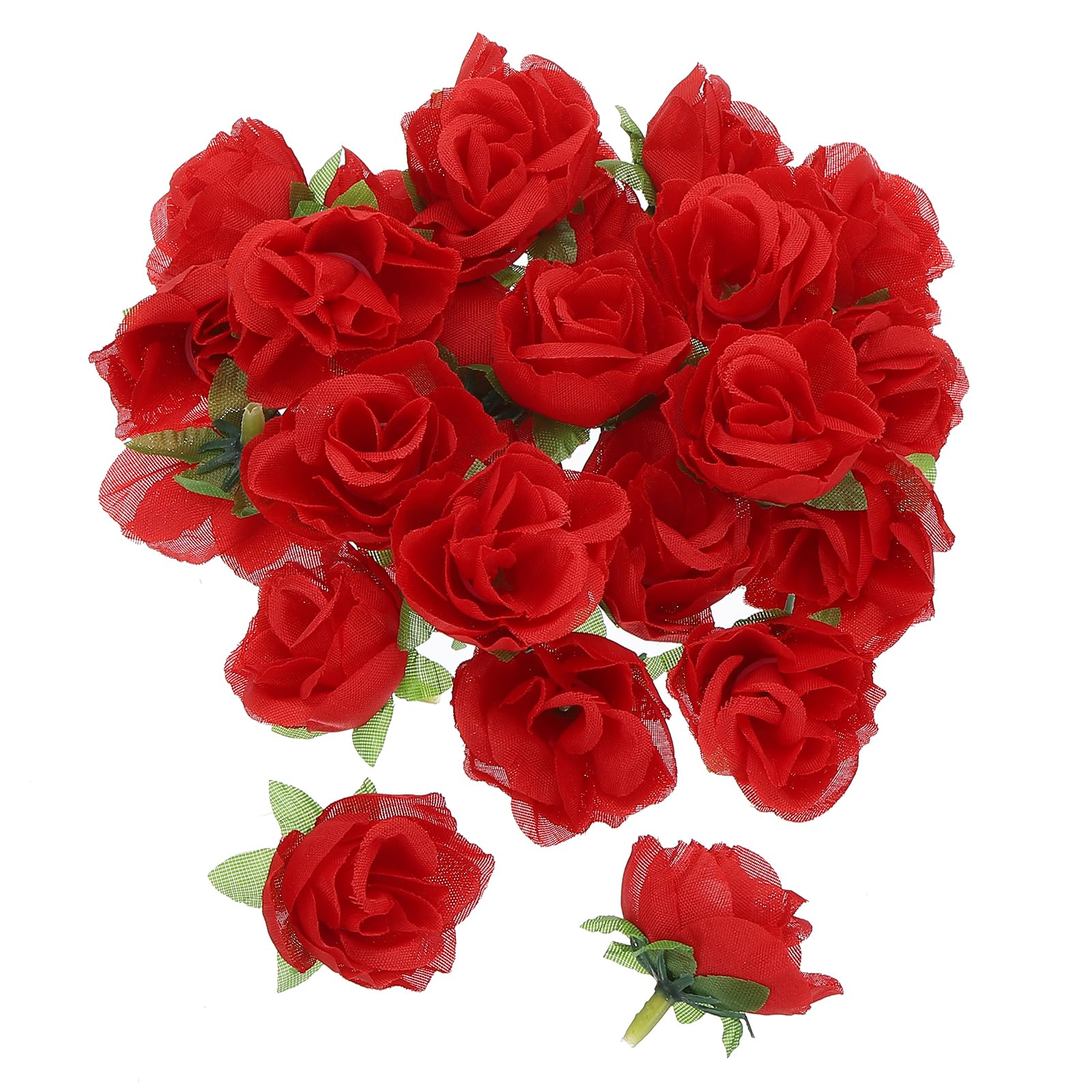 PATIKIL Mini Rose Artificial Flowers Bulk 1.2 Inch, 50 Pcs Silk Cloth Small Fake Flower Heads for Wedding Crafts Home Decor Decoration Party, Red
