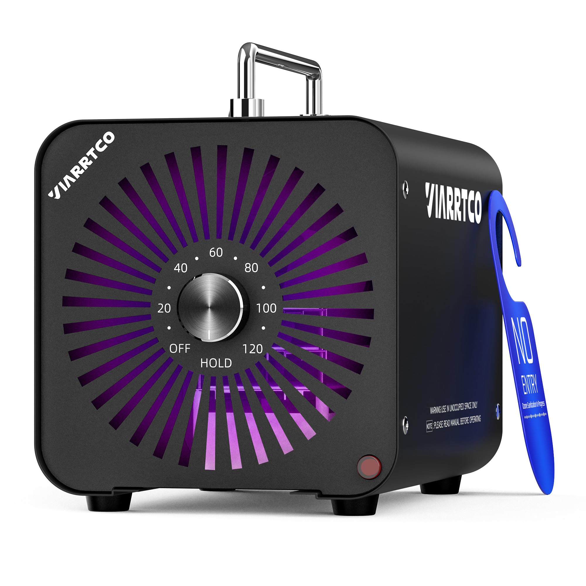 VIARRTCO Ozone Machine Generator 40,000mg/h 8000 Sq. Ft. Ozone Machine Odor Removal for Home and Car with 120min timer All Metallic Black