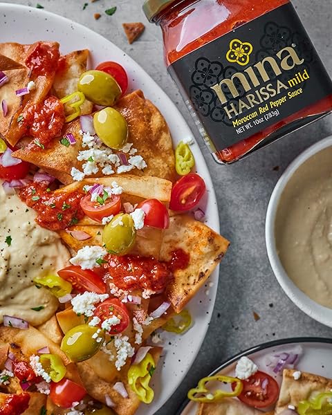 MINA HARISSA MILD SAUCE, HOMESTYLE MOROCCAN RED PEPPER HARISSA PASTE, 10 OZ – HARISSA SAUCE WITH TANGY TWIST, EXCITE YOUR SENSES WITH MINA MILD HARISSA SEASONING