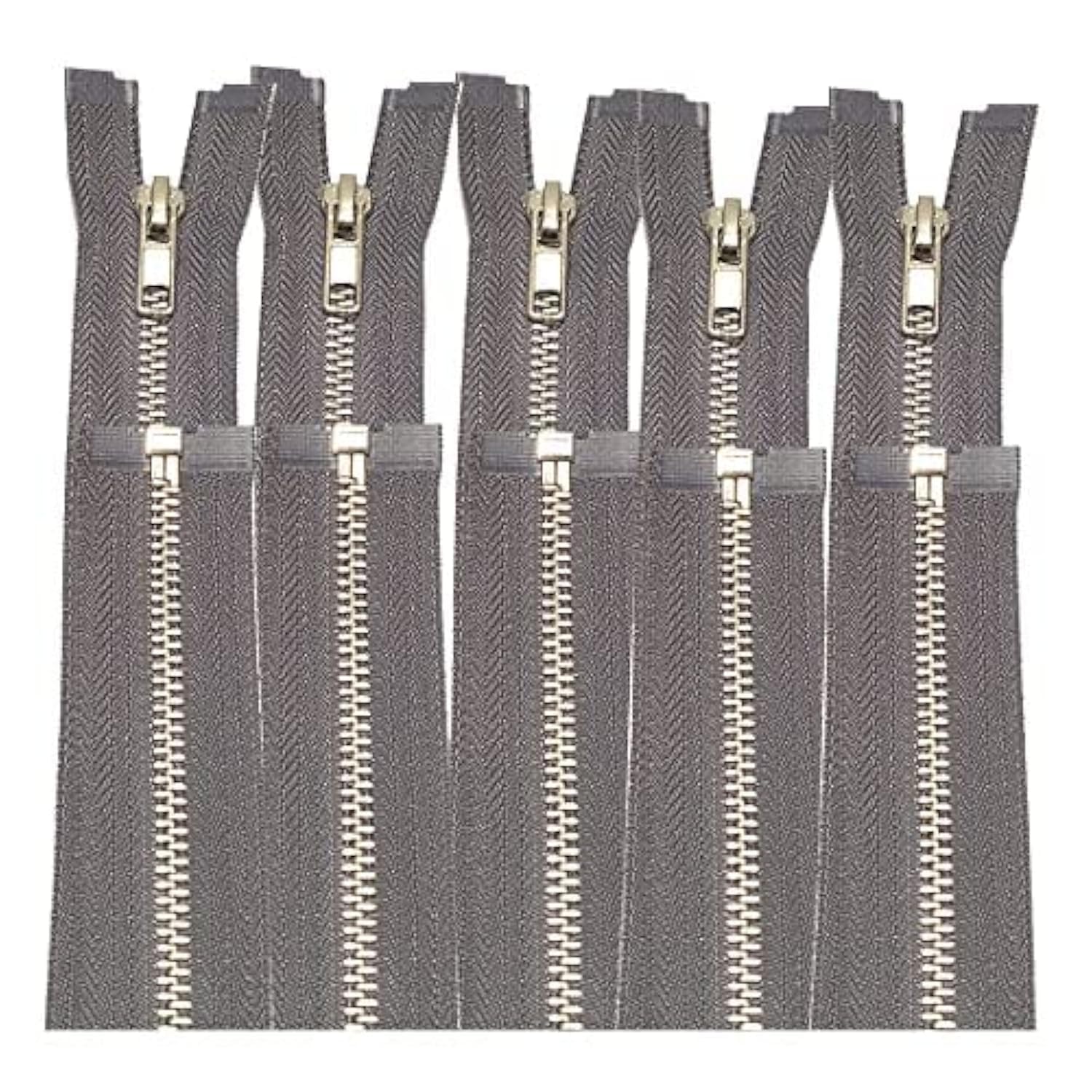 5 Pieces/Open Metal Zippers, Available in Maya 5#, Sewing Zipper, Black, Blue, Gold, Silver, Measurements, Zip for Sewing on Clothes, (70cm 5U, 311)