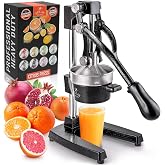 Zulay Kitchen Cast Iron Juicer, Orange Manual Juicer, Citrus Press, Black | Heavy Duty Stainless Steel Fruit Hand Press for Orange, Lemon, Citrus Fruit Juice &amp; More, Easy to Clean, Lemonade Stand Ready
