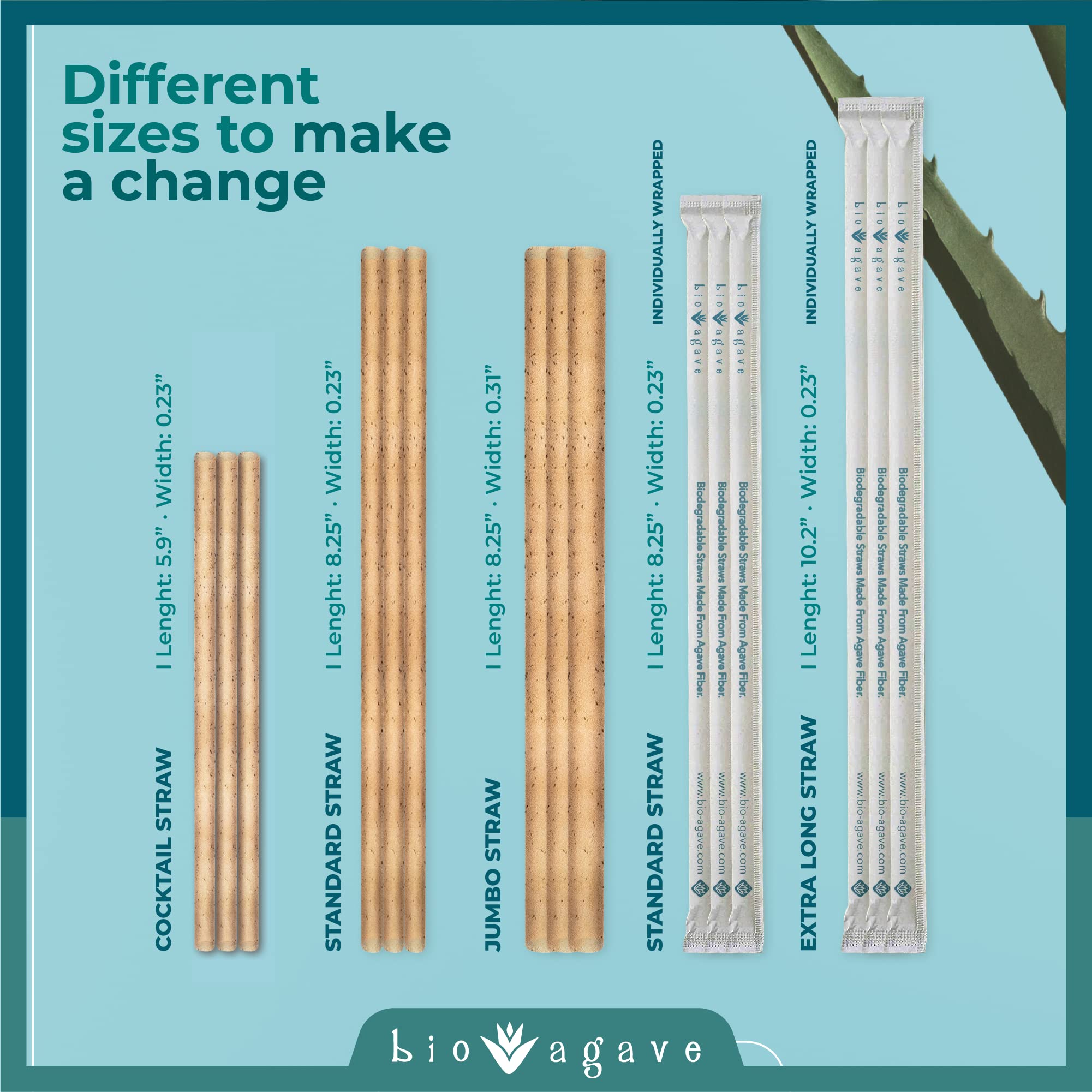 BIO AGAVE Biodegradable 8.25" Standard Straws 150 Pcs | Plant-Based Eco-Friendly Products | Drinking Straws | Agave Straws & Reusable Straws - Plastic-Free | Compatible with all lid - Image 5