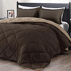downluxe King Size Comforter Set - Brown and Tan