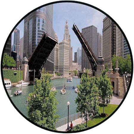 Tapis Rond Imprimé Aux états Unis Dallas Texas City Avec