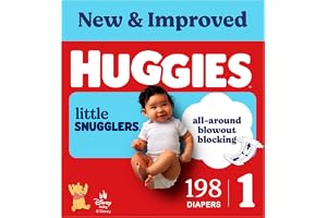 Huggies Little Snugglers Diapers Size 1, 198 Count (6 Packs of 33) | Blowout Protection, Leakproof Protection, Luxury Softnes