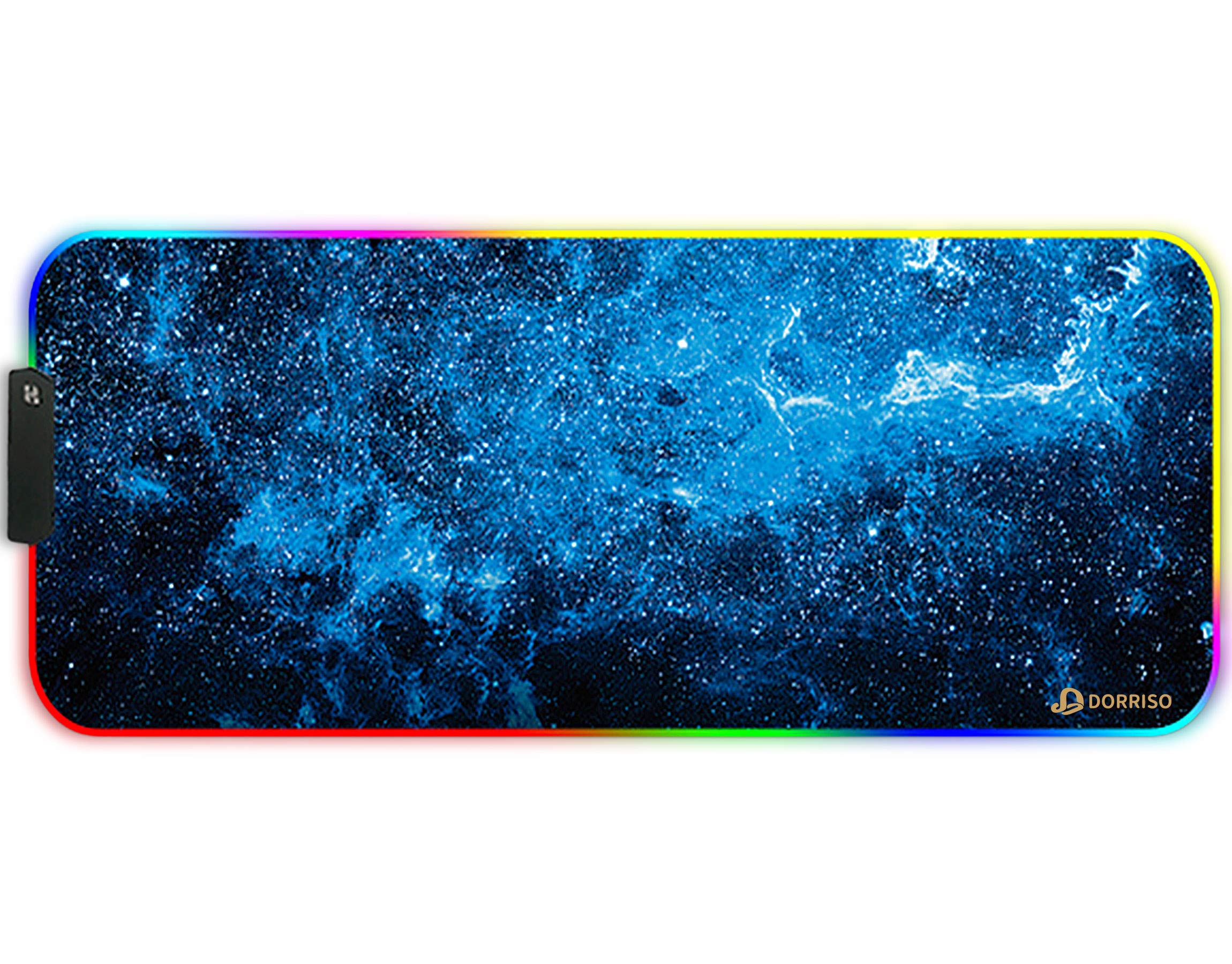 DORRISO RGB Gaming Mouse Pads XXL Large Mat 900x400x3mm Mousepad Anti-Slip Rubber Base Computer Keyboard Mice Mat for PC Laptop Desk Gaming Mouse Mats Blue A
