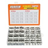 HUAREW 24 Values 240 Pcs Fast Blow Glass Fuses 250