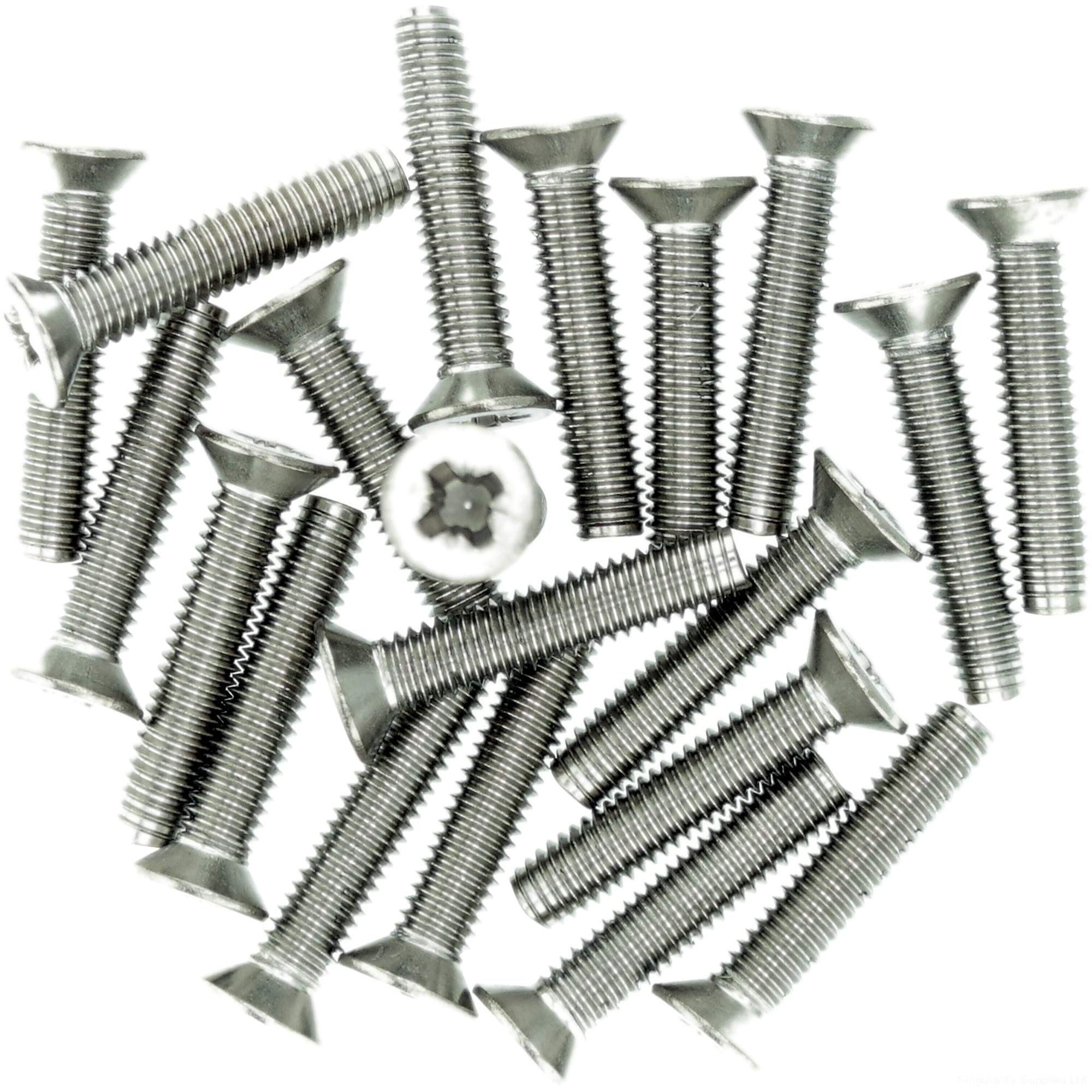 M3 (3mm x 16mm) Pozi Countersunk Thread Rolling Screw - Stainless Steel (A2) (Pack of 20)