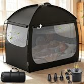 2026 large Inflatable Toddler Travel Bed with Tent,Blow Up Kid Air Mattress | Blocks 95%+ Light,Portable Kid Air Mattress with Air Pump&ndash;Indoor &amp; Outdoor Sleeping Solution for Camping,Travel, 59''*39in''