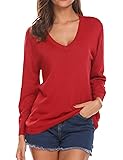UNibelle Women's Loose V-Neck Pullover Sweatershirt Long Sleeve Knitted Tops