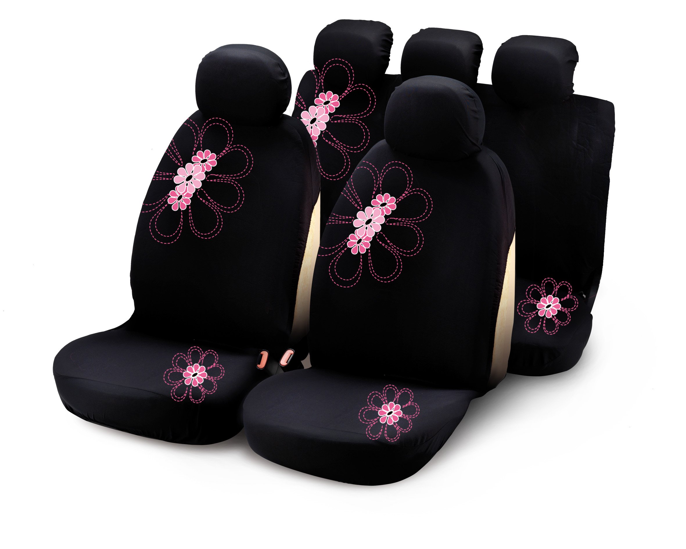 Bottari SpA 29016 My Spring Flower Car Covers - Black/Pink (9 Pieces)