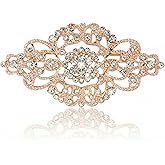 YAFIYGI Gold Brooch for Dress Vintage Art Deco Crystal and Rhinestone Pin Diamond-Style Brooches for Women’s Wedding Dresses Fashion Pins for Bustle Large Decorative Brooches