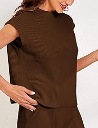 Himosyber Women's Solid Sleeveless Vest Mock Neck