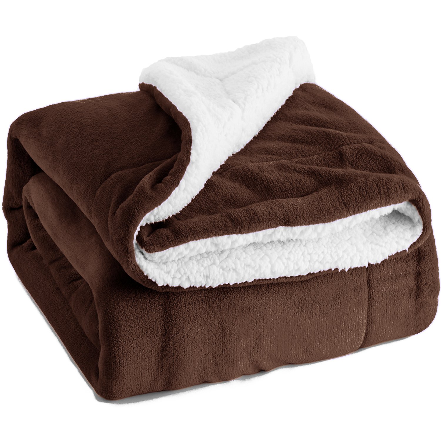 Sherpa Throw Blanket Brown 50x60 Reversible Fuzzy Microfiber All Season Blanket for Bed or Couch by Bedsure