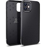 ONES Thin Case for iPhone 12/12 Pro,Carbon Fiber Pattern Cover Shockproof Protective Phone Case with Minimalist Design and Scratch Resistant Fingerprint Prevention Black