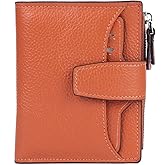 AINIMOER Women's RFID Blocking Leather Small Compact Bi-fold Zipper Pocket Wallet Card Case Purse with id Window