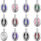 WenRity 30Pcs Alloy Oval Medalla De La Virgen Milagrosa Charms Tiny Our Lady Charm Pendant for Diy Rosary Necklace Bracelet Jewelry Making