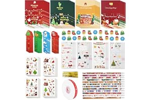 ERTIUANIO 146 Pcs Christmas Stationery School Party Favors for Kids Includes Treat Bags Stickers Ribbon Classroom Gift Exchange Reward Prizes Carnival Events