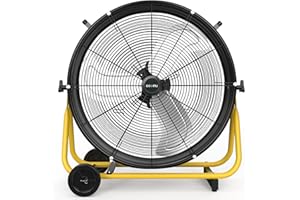 CCGIRU 24" High Velocity Industrial Drum Fan, 8800 CFM 3-Speed Heavy Duty Metal Air Circulator with Casters Handle for Warehouse, Workshops, Garage, Factory and Basement - UL Listed