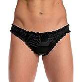 Satini Men's Satin Ruffle Sissy Thong Tanga Knickers Briefs Panties