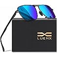 LUENX Rectangular Polarized Aviator Sunglasses for Men Retro Pilot Shades Driving UV400 Protection