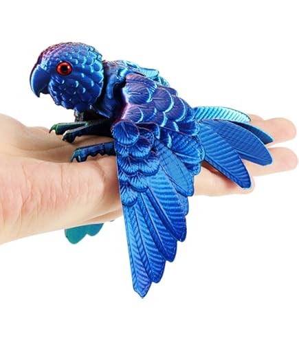3D gedruckter artikulierender Blauhäher - Flügel, Schwanz und Beine beweglich - Vogel-Dekor - 21 cm Spannweite - 3D gedrucktes Spielzeug