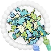 20PCS/Set Silicone Focal Bead Dinosaur Series Cute Loose Beads Accessory for DIY Keychains Bracelet Necklace Pens Lanyard Making