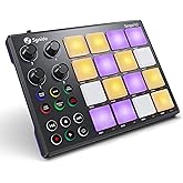 Synido MIDI Pad Controller 16 Beat Pad Maker Machine for Music Production | Not standalone with sound, 16 velocity sensitive RGB backlit pads, 4 customizable control knobs, for beginners, work with DAW