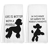 Yorhifa Poodle Gifts Kitchen Towels Set of 2, Poodle Gifts for Women, PoodleDecor Dish Towels Tea Towels for Kitchen, Black PoodleGifts Hand Towels for Bathroom, 16x24 Inches