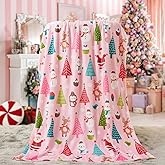 Cloele Christmas Throw Blanket - Cute Santa Claus Flannel Holiday Blankets Pink Christmas Blanket Gifts - Home Décor Snowman Plush Blanket,Decoration Gifts,Bedding Couch and Gift 50"x60"