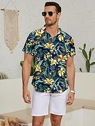 LuckLemocor Mens Hawaiian Shirt Short Sleeve Button