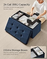 SONGMICS Storage Ottoman, Foldable Velvet Storage