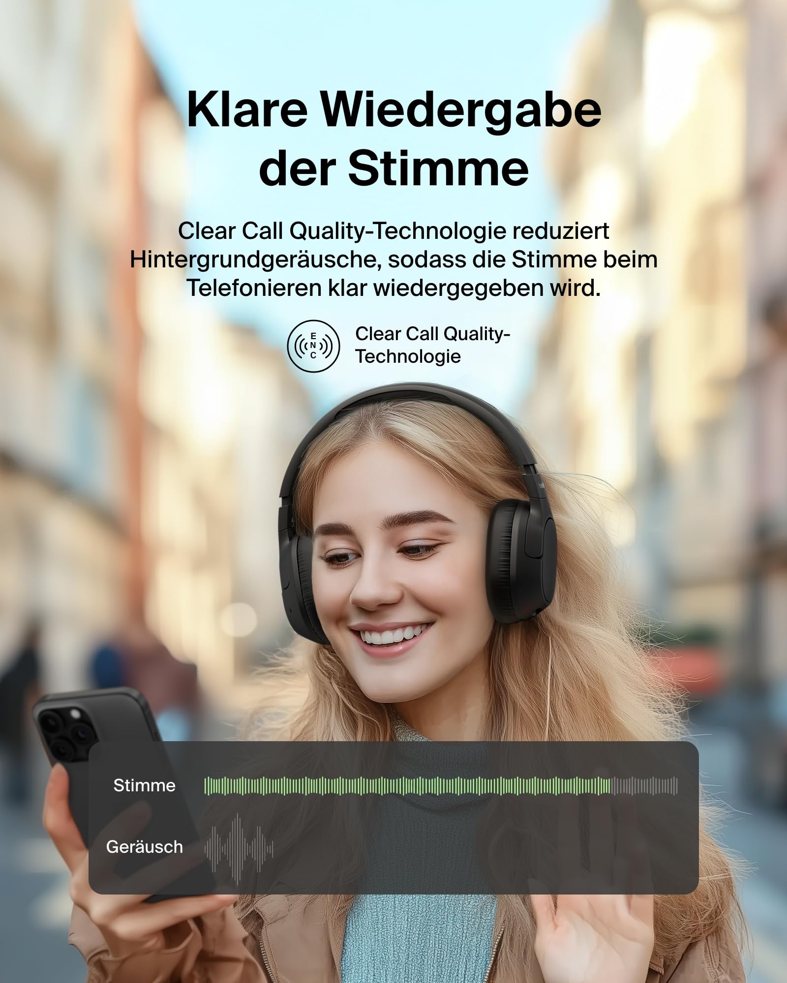 Belkin SoundForm Isolate Noise Cancelling Kopfhörer kabellos Bluetooth Kopfhörer, Headset mit Mikrofon, Over-Ear-Kopfhörer mit 60 Stunden Wiedergabe, tiefer Bass, CloudCushion Hörmuscheln – Schwarz 5