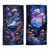 ZXDLPY Mushroom Hand Towel Set of 2 Magical Forest with Mountain Starry Sky Absorbent Bath Towels Soft Breathable Bathroom Towel for Kitchen Hotel Spa Decor Gift 14x28 inch