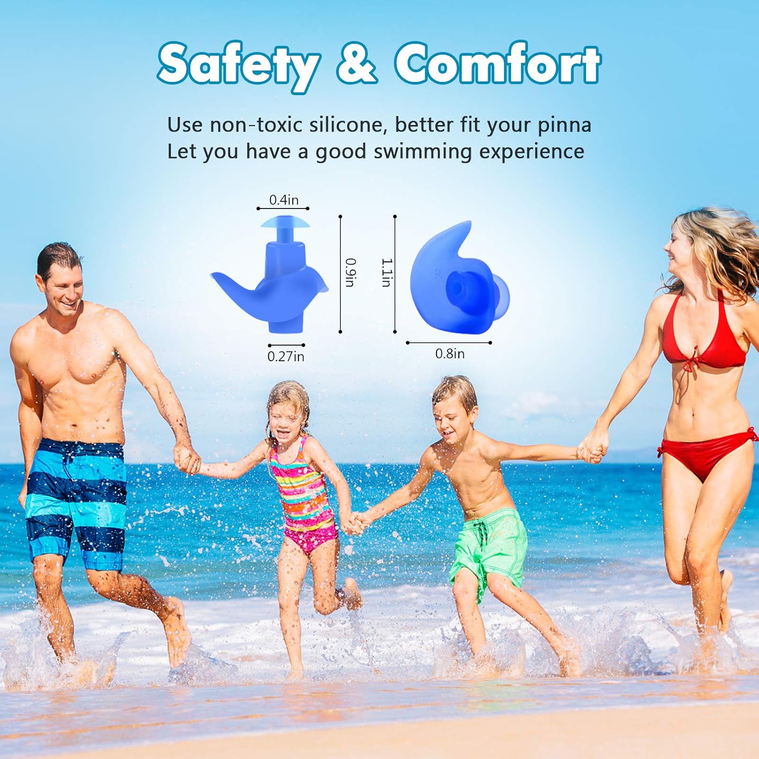 Swimming Ear Plugs, HaYiue 4 Pairs Swimmers Earplugs with Double Waterproof and Sound Hole Design Ear Plugs for Swimming Showering Bathing Surfing Snorkeling for Adult & Children: Health & Personal Care