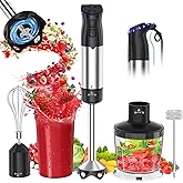 Electric Immersion Blender Handheld 1200W, 5-in-1 Hand Blender Mixer for Kitchen with 20-Speed & Turbo Boost, 600ml Chopper, 