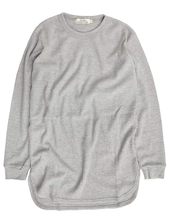 Amazon ワッフル ロング丈tシャツ メンズ 長袖tシャツ ラウンド裾