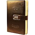 JunShop Digital Password Journal with Lock Retro Privacy Diary with Combination Lock Leather Binder Notebook Locking Journal Diary (Black)