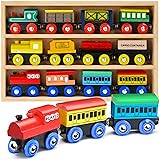 Wooden Train Set 12 PCS - Train Toys Magnetic Set