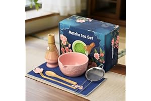 TUFGAM Matcha Whisk Set, Birthday Gifts for Women Mom Her, 8PCs Ceremony Matcha Tea Kit, 18OZ Matcha Bowl with Spout, Whisk, Bamboo Scoop, Sifter, Tea Towel, Ideal Gift for Christmas, Wedding