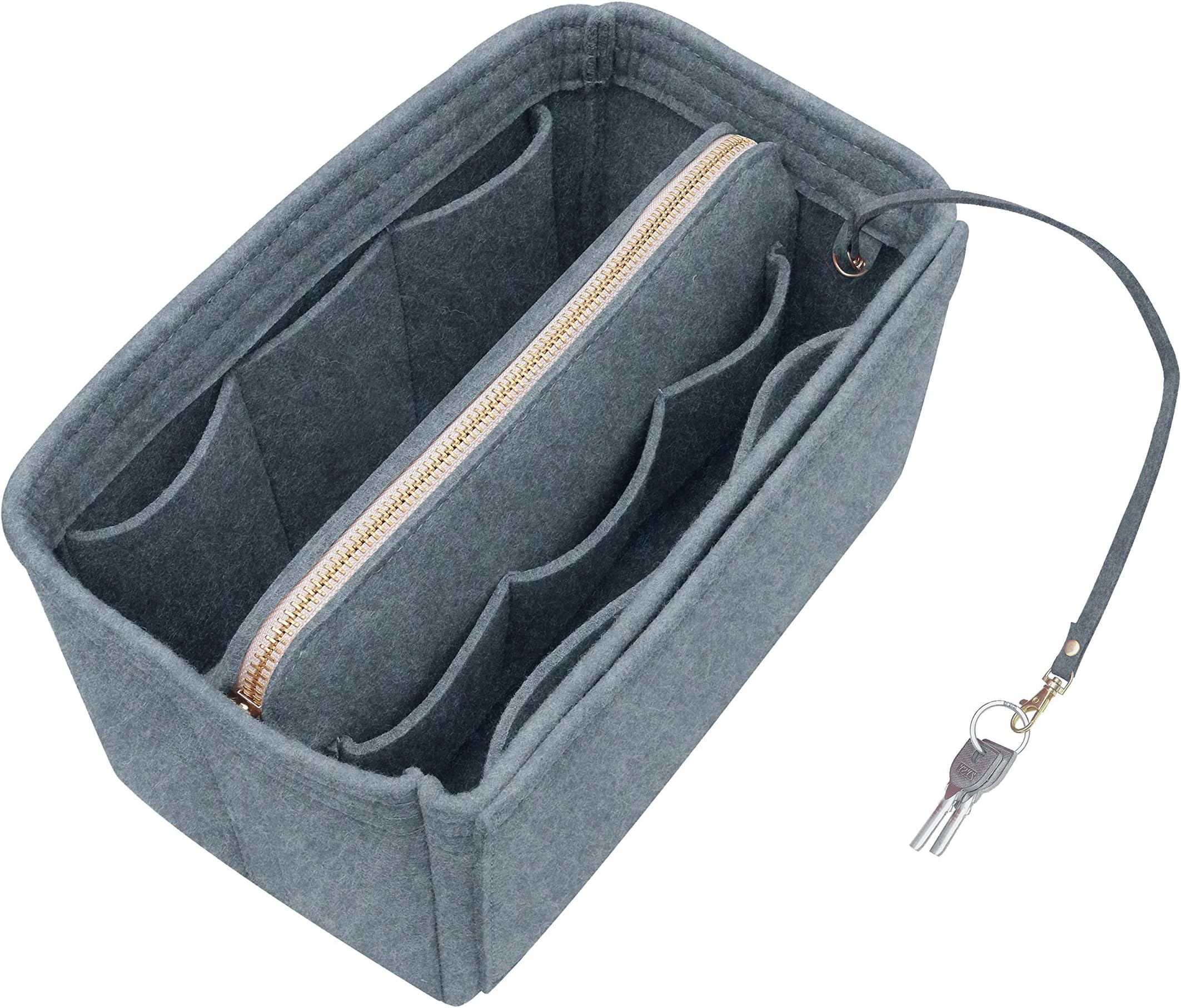 Purse Organizer Insert,Felt Bag Organizer with Keys Chain and Detachable Pocket