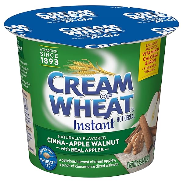 CREAM OF WHEAT INSTANT HOT CEREAL TO-GO CUPS, CINNA-APPLE WALNUT, 2.29 OUNCE
