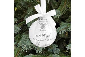 JJBOOM Christmas Memorial Feather Ball Angel Ornament I Have an Angel in Heaven I Call Her Grandma Family Memorial Loss of Loved One Hanging Pendant Xmas Tree Décor