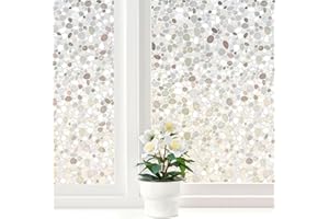 LEMON CLOUD Window Film, Vinyl Clings, Stained 3D Decorative Stickers for Glass, Static Door Tinted Window Decals, Frosted Privacy, Self-Adhesive, Pebble Pattern (17.5In X 78.7In)