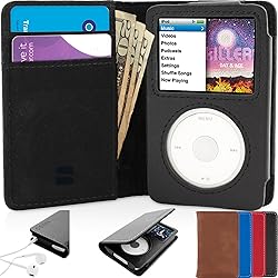 iPod Classic Case, Snugg Black Leather Flip Case