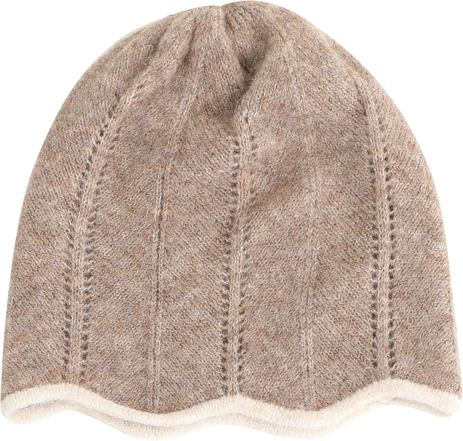 WKF Women's Fashion Beanie Camel Cashmere Wool Jacquard Winter Warm
