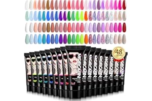 Morovan Poly Gel Nail Set: 48 Color Gel Extension Nails - Trendy Art Designs with Pure & Glitter Finish