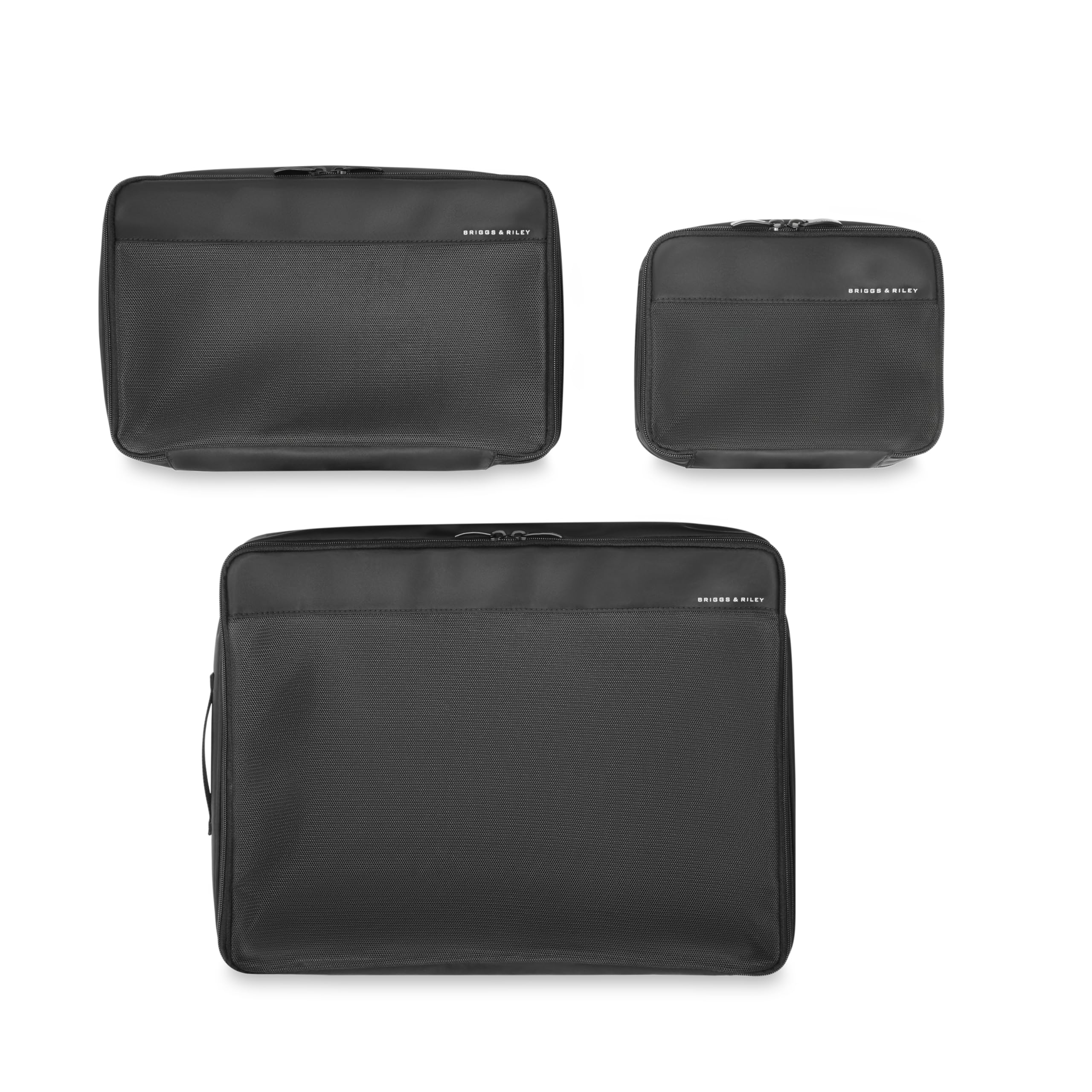 Briggs & Riley Compression Packing Cube Set for Women & Men - Bag Organizer for Checked Suitcase & Luggage, Pack Accessories for Vacation - 3-Piece, Black
